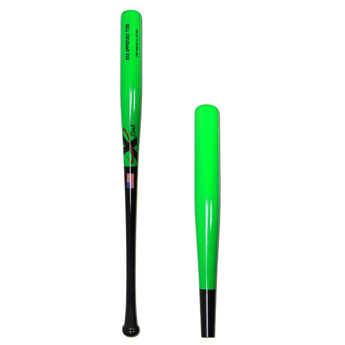 X Maple Wood Slow Pitch Softball Bat SB71 Black/Electric Green