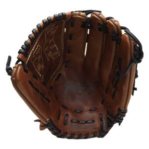 Interior view of a brown Mizuno MVP Fastpitch Series glove with black lacing and embossed MVP logo.
