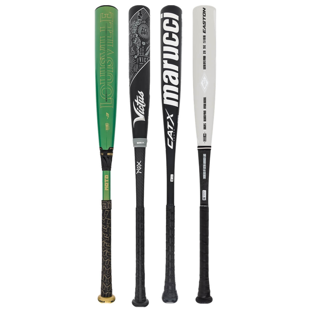 A selection of popular bats available in our BBCOR 2-Pack Silver.