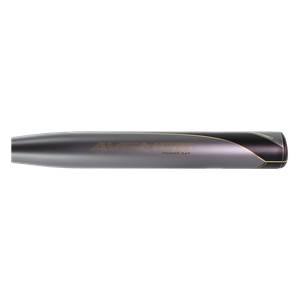 Side view of a gray softball bat with AVENGE and POWER GAP text.