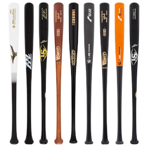 A selection of popular bats available in our Adult Wood 3-Pack Platinum.