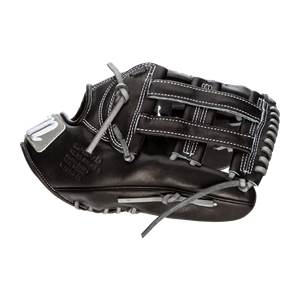 Side view of a black baseball glove with white stitching and C-MOD 12.75 INCH text.