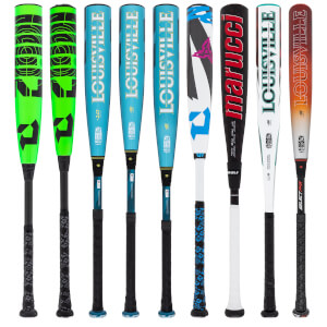 A selection of popular bats available in our USSSA Baseball 2-Pack Gold.
