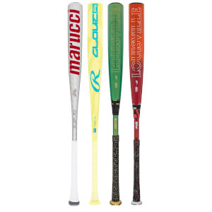 A selection of popular bats available in our BBCOR 2-Pack Gold.