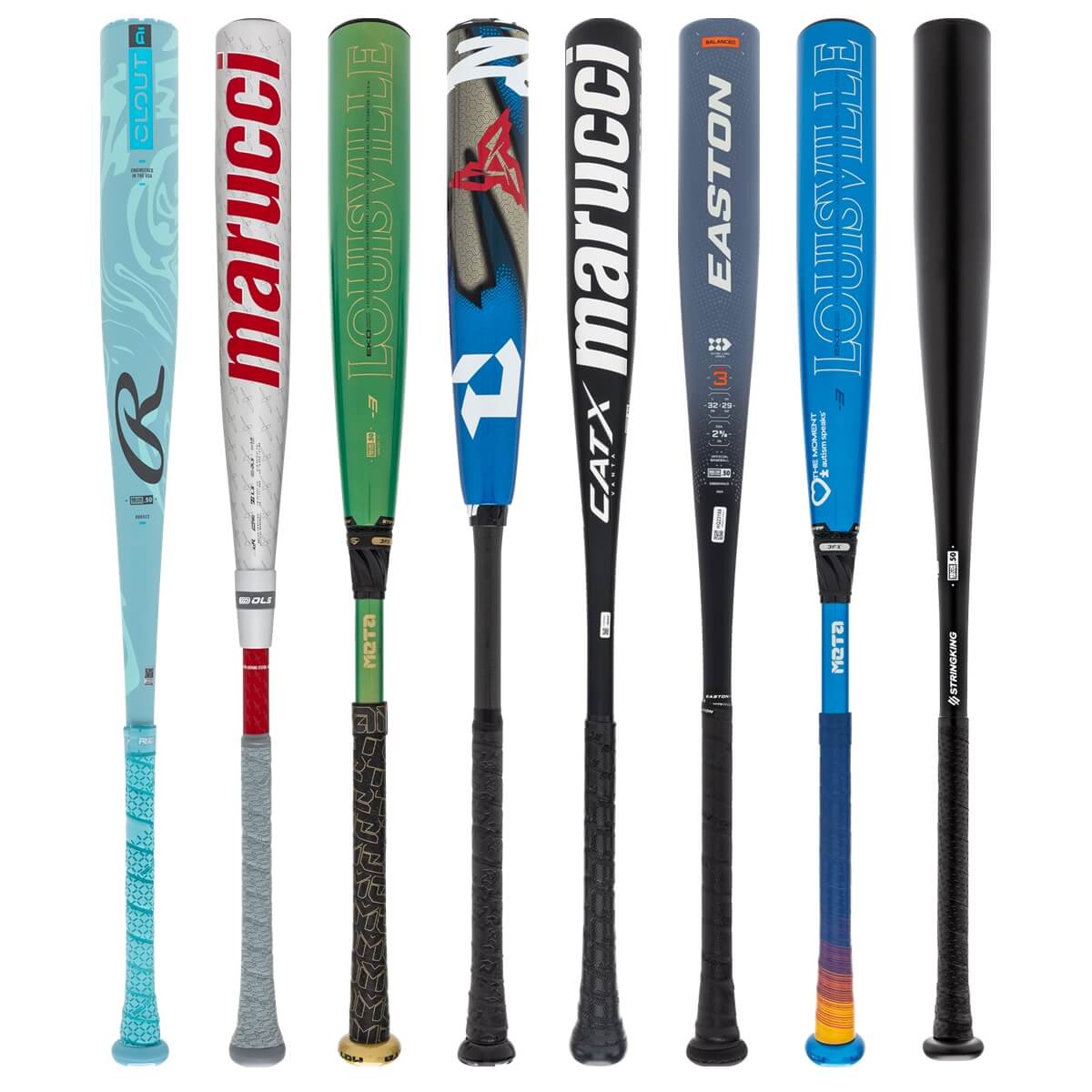 A selection of popular bats available in our BBCOR 2-Pack Gold.