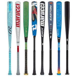 A selection of popular bats available in our BBCOR 2-Pack Gold.