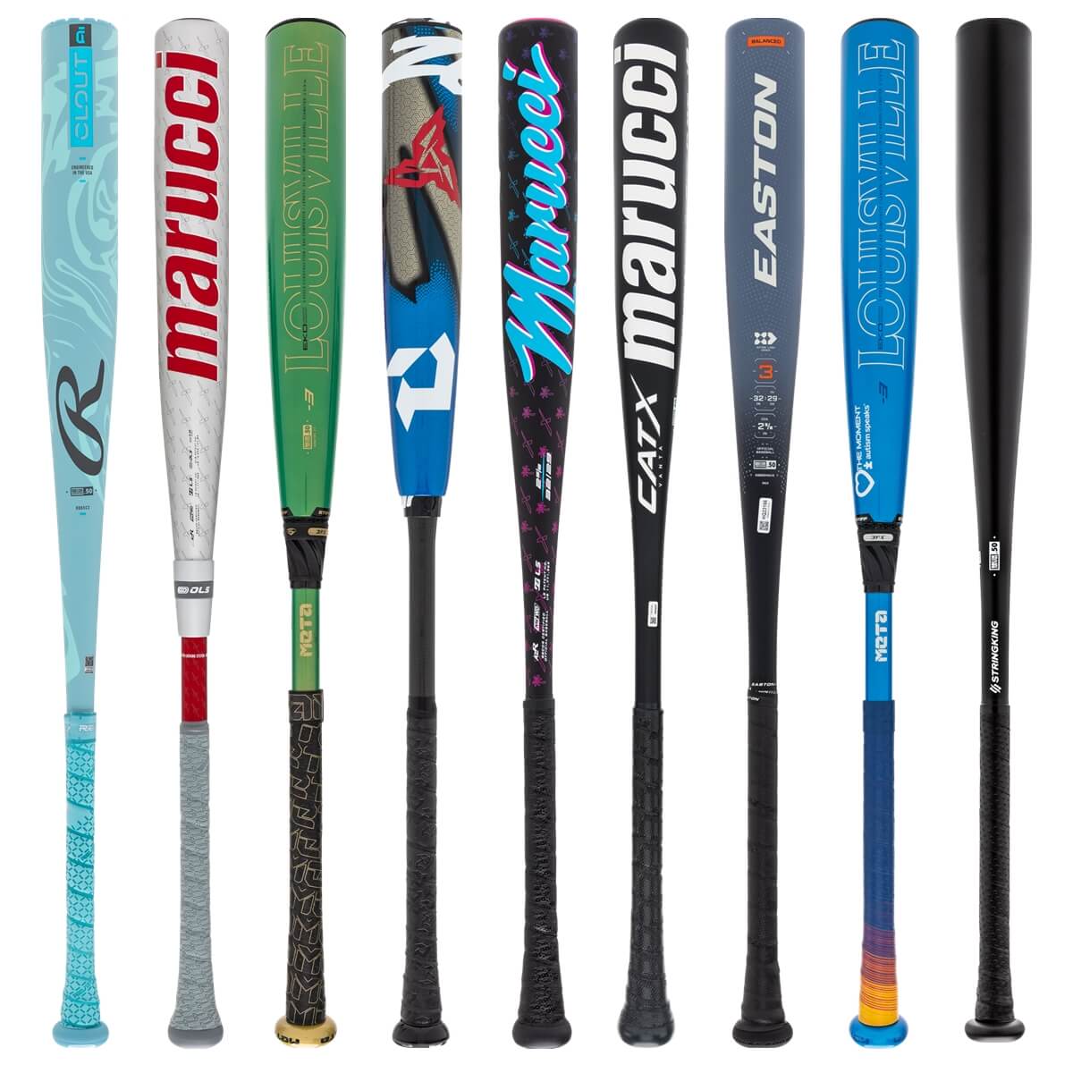 A selection of popular bats available in our BBCOR 2-Pack Gold