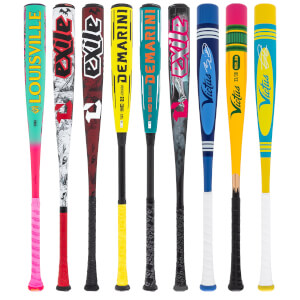 A selection of popular bats available in our BBCOR 2-Pack Platinum.