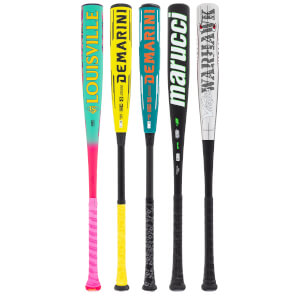 A selection of popular bats available in our BBCOR 2-Pack Diamond.