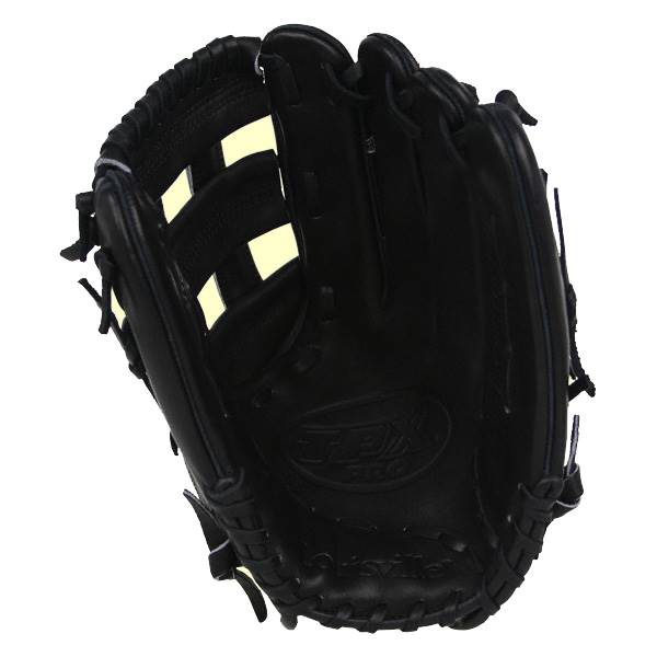 Interior view of a black Louisville Slugger baseball glove with TPX logo and H2 Lite Series text.