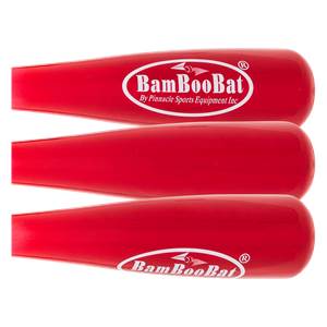 Top-down view of three red BamBooBats with white logos.
