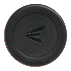 Top-down view of a black bat end cap with the Easton logo.