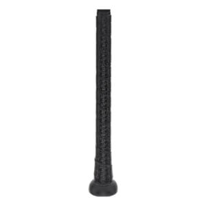 Close-up view of the Tucci Torino BBCOR Baseball Bat handle featuring a black textured grip and a solid black rounded knob.