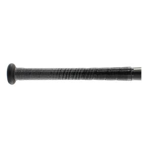 Side view of a black baseball bat grip with a textured hexagonal pattern.