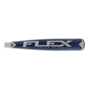 Side view of a blue baseball bat with FLEX and ADULT BBCOR BASEBALL text.