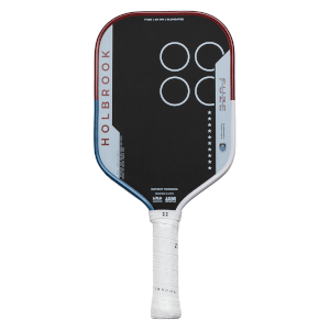 Main view of a pickleball paddle with the brand "FUZE" visible, showing white circles and a USA Pickleball logo.