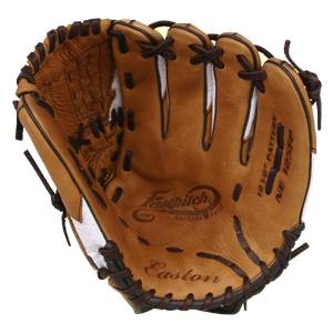 Front view of a brown Easton Fastpitch glove with Easton and Fastpitch Natural Elite branding.