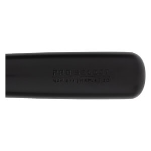 Side view of a black baseball bat with PRO SELECT, MZM 271, MAPLE, and 30 embossed on the barrel.