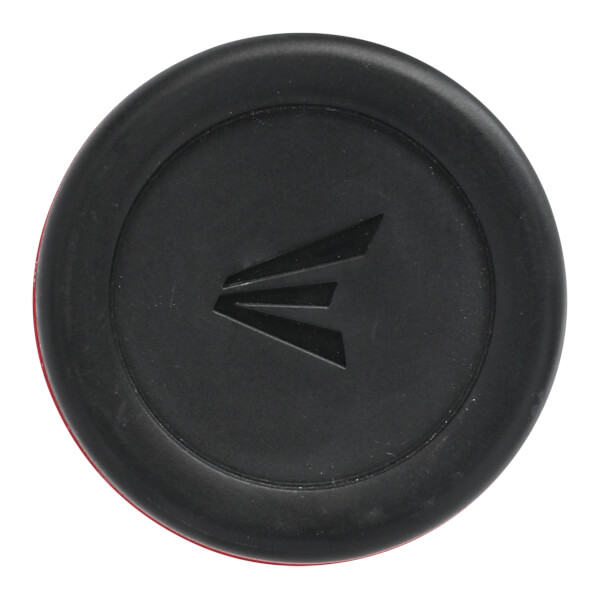 Top-down view of a black bat end cap with the Easton logo.