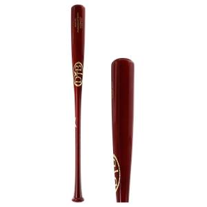 Side view of a dark red baseball bat with gold DTB logo and text.