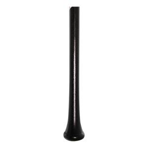 Side view of a black baseball bat with a flared knob.