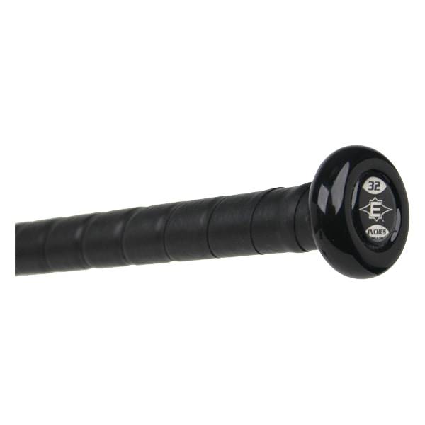 Close-up of a black baseball bat handle with a textured grip and an Easton logo with 32 INCHES visible.