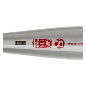 Side view of a silver baseball bat with USSSA and 1.15 BPF markings.