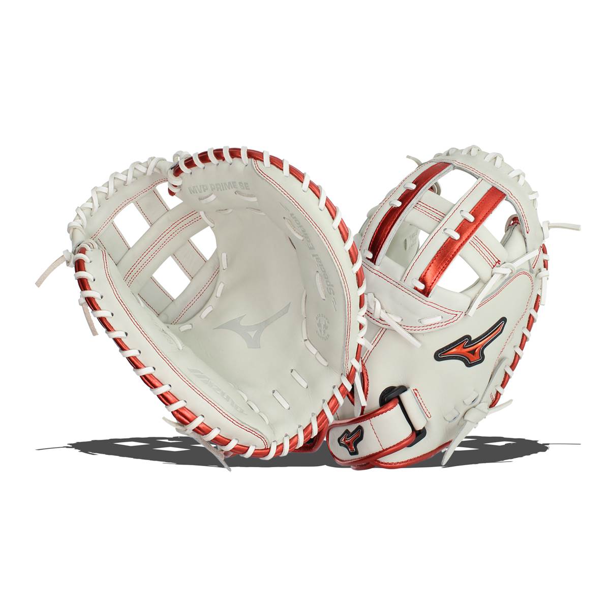 Mizuno MVP Prime SE 34'' Fastpitch Cather's Mitt: GXS50PSE8 White/Red: Image #380256