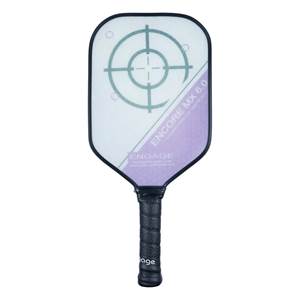 Front view of a white pickleball paddle with a target design, ENCORE MX 6.0, and ENGAGE text.