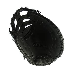 Top-down view of a black baseball glove with A2000 and Wilson branding.
