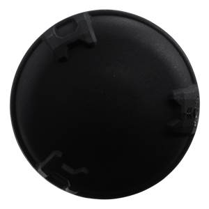 Top-down view of a black baseball bat end cap with four textured tabs and visible 40 marking.