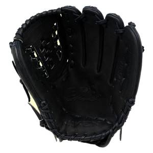 Front view of a black Miken Elite Player Series glove with EPS and MIKEN branding.
