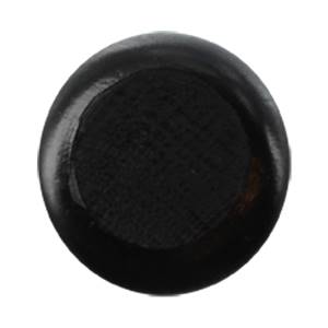 Top-down view of a black baseball bat end with a textured surface.