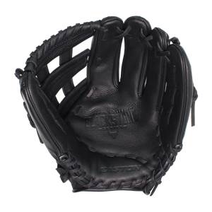 Interior view of a black baseball glove with BLACKSTONE SERIES and EASTON embossed.