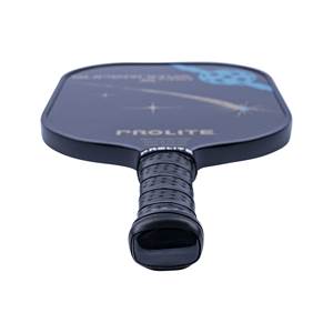 Top-down view of a black pickleball paddle with a textured grip and PROLITE branding.