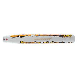 Side view of a white slow pitch softball bat with orange and black COMBAT branding and TEAM COMBAT text.