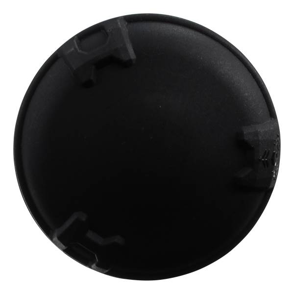 Top-down view of a black baseball bat end cap with four textured tabs and visible 40 marking.
