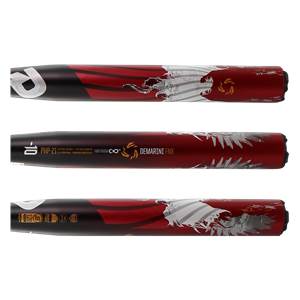 Side view of a red and black DeMarini FNX bat with a white eagle graphic and PHP-21 text.