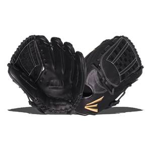Front view of a black softball glove with white stitching and PRIME embossed on the palm.