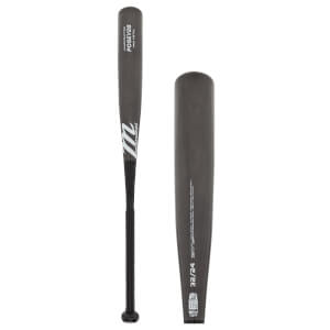 Front view of a gray baseball bat with POSEY28 PRO METAL and a Marucci m logo.