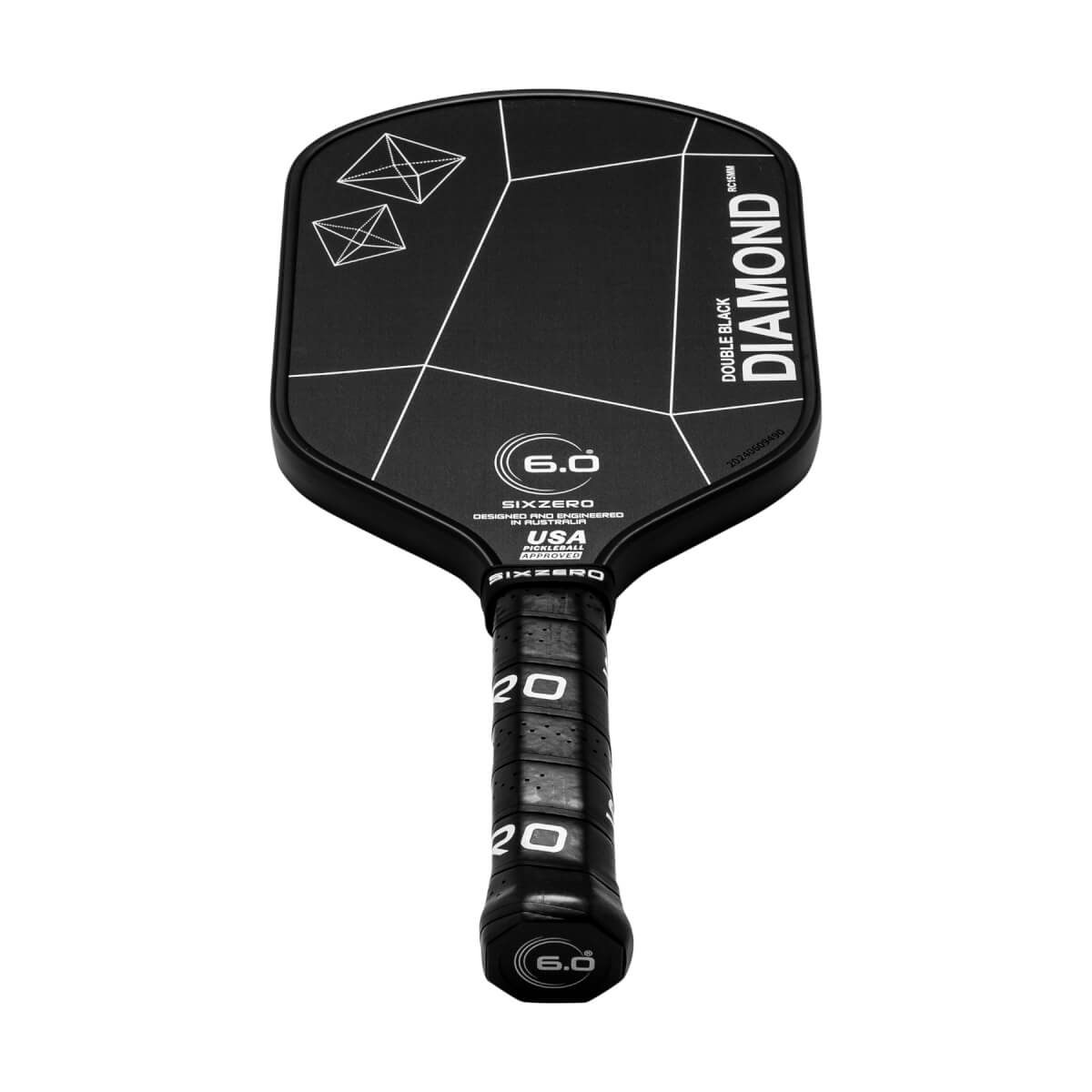 Six Zero Double Black Diamond Elongated 15mm Carbon Fiber Pickleball Paddle: Image #448270