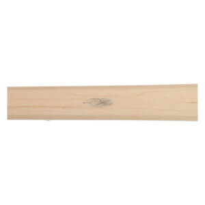 Side view of a light wood baseball bat with a dark smudge.
