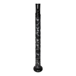 Close-up of a black baseball bat grip with silver skull pattern and TR3 COMP text.