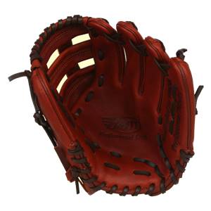 Top-down view of a red baseball glove with a Brett logo and Professional Series text.