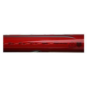 Close-up of a red fastpitch softball bat with FASTPITCH and ASA CERTIFIED text.