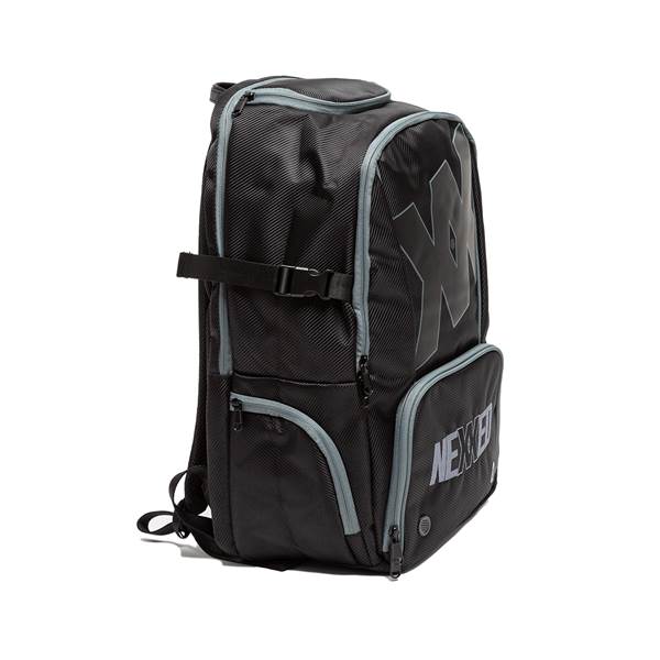 Side view of a black backpack with grey trim, a large NX logo, and NEXXED text.