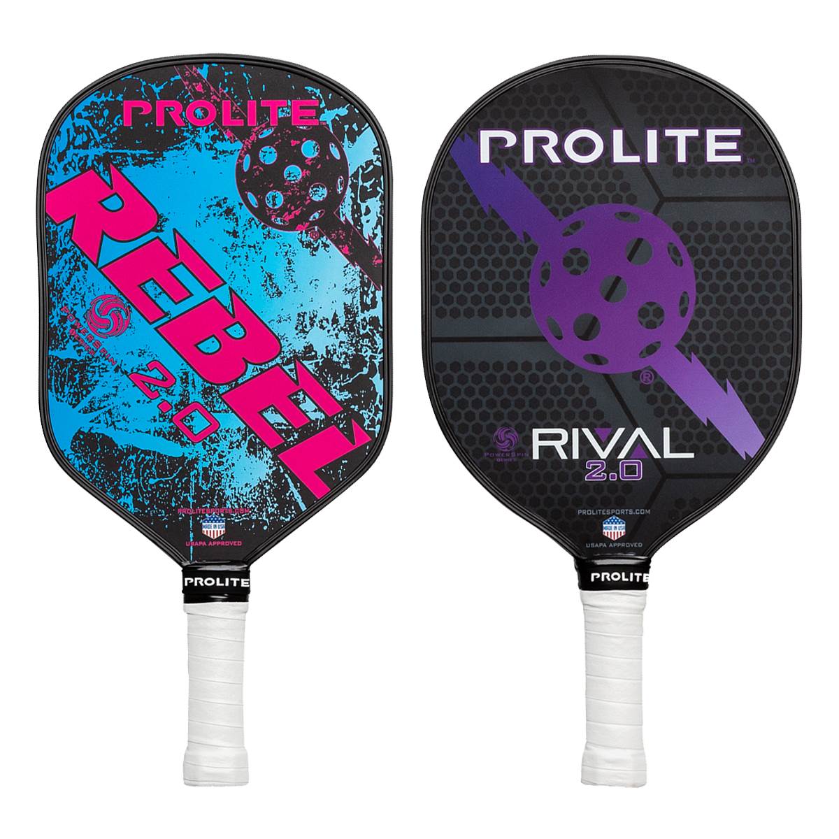 PROLITE Rival PowerSpin 2.0 Middleweight Composite Pickleball Paddle & PROLITE Rebel PowerSpin 2.0 Middleweight Composite Pickleball 2-Paddle Bundle
