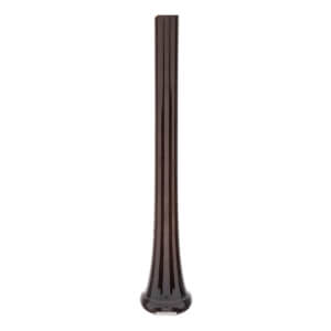 Side view of a brown baseball bat with a flared knob and grooved barrel.