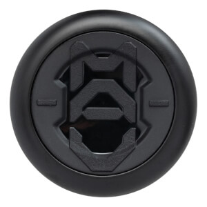 Top-down view of the black circular end cap featuring a raised, textured MAV logo centered in a matte finish.