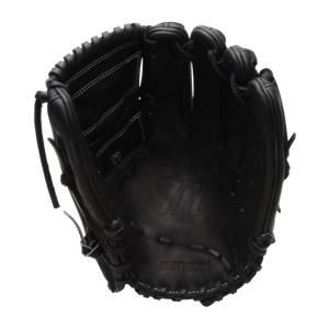Inside view of a black baseball glove with white stitching and Marucci branding.